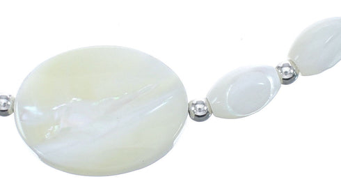 Sterling Silver Mother of Pearl Bead Necklace AX121658